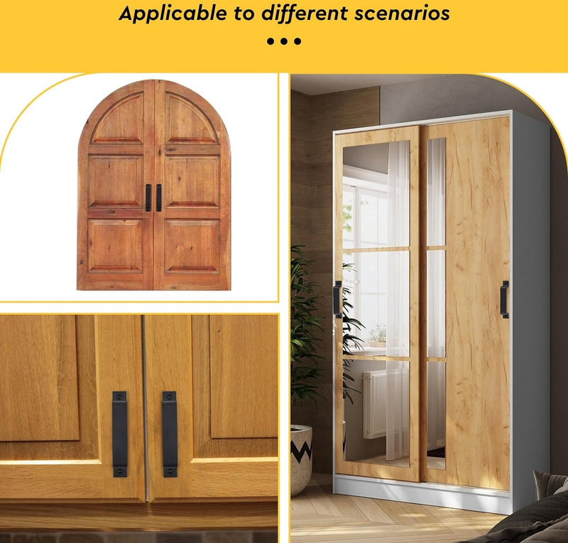 Schuifdeurgreep, schuurdeurgreep, handgreep, metalen handgreep aan beide zijden gematteerd, zwarte handgrepen, meubelgreep, voor schuifdeuren, kasten en kledingkasten, solide en eenvoudig te