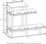 bijzettafel met 3 niveaus, hout, Frans eiken grijs/zwart, 29,49 x 80 x 65,1 cm