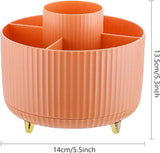 Cosmetica-make-uporganizer, 360 graden draaibare kwastenorganizer, cosmeticarek, multifunctioneel, cosmetica-organizer voor commode, slaapkamer, badkamer (oranje)