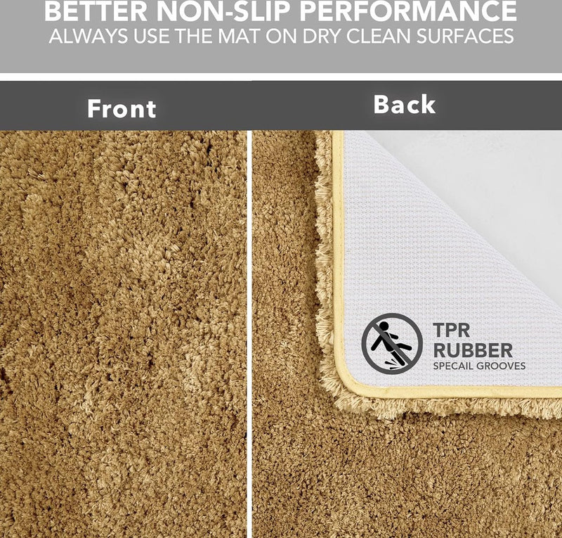 Badmat, wasbaar, badmat, antislip, absorberend, microvezel, badmat voor douche, bad en toilet, 50 x 80 cm, taupe, 1 stuk