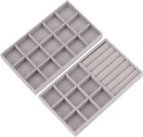Sieradenbakjes, 2 stuks sieradenopberglades, fluwelen stapelbare sieradenlade-organizer, sieradenorganisatoren voor sieraden, oorbellen, armbanden, ringenopslag voor dames en meisjes