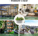 2 stuks hangende metalen bloempot met haken, voor balkon, bloempot, hangend, voor decoratie, balkon, tuin, muur, binnen en buiten, grijs