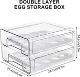 2-laags eiercontainer voor koelkast, 32 eieropbergdoos, eierrepen voor koelkasten, eieropslagladecontainer voor eierconservering, eiertransport, hotelrestaurant