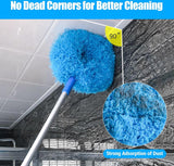 Reinigingsborstel, extra lange plumeau met 47 inch verlengstang voor reiniging, herbruikbare microvezel plumeau, plafondventilatorstofdoek voor hoge plafonds (blauw)
