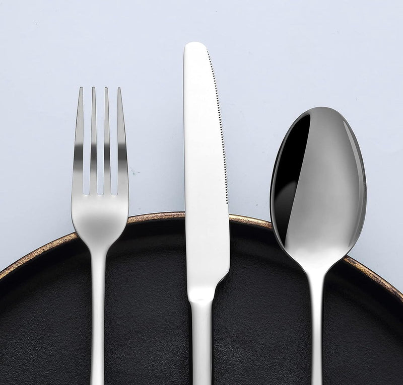 Bestekset voor 12 personen, 60-delige roestvrijstalen bestekset met mesvorklepel, hoogwaardig roestvrijstalen bestek, vaatwasmachinebestendig