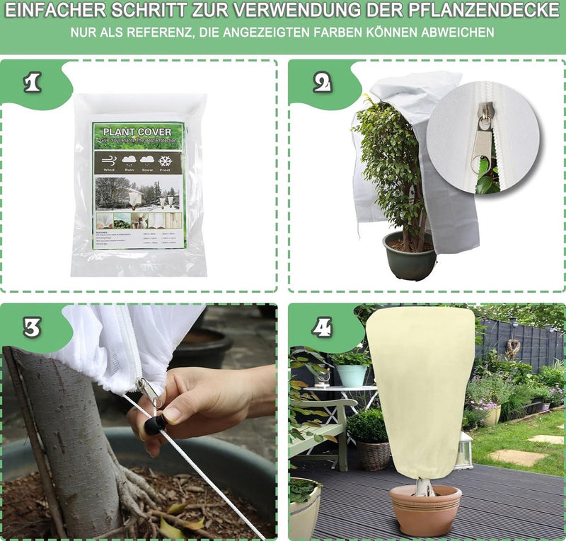Winterbescherming voor planten, set van 2, 120 x 180 cm, vorstbeschermende plantendekens als winterbescherming, met ritssluiting voor boompalmen, balkonplanten, kaptent, ademend