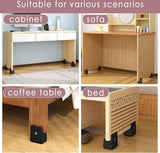 Verstelbare bedverhoger Meubelverhoger 5 cm met schroefklem, zwarte bedverhoger 2 inch zware stoelverhogers, verpakking van 4 meubelverhogers voor vierkante en ronde stoelpoten met een breedte van 0,8-1,6''