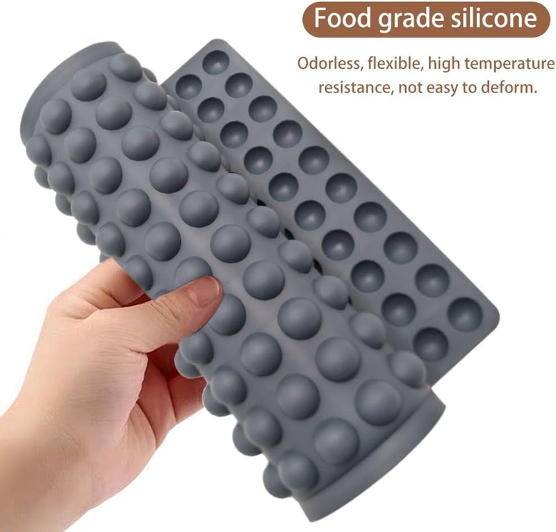 Bakmat, hondenkoekjes mini halve bal (2 cm), siliconen bakmat, hondenkoekjes bakvorm met deegspatel, anti-aanbaklaag, bakvorm voor doe-het-zelf hondenkoekjes en lekkernijen (grijs)