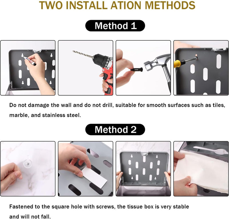 Papieren handdoekdispenser zonder boren, badkamerpapierdispenser, handdoekdispenser, wandgemonteerde handdoekdispenser voor C-, Z- of vouwpapierhanddoeken