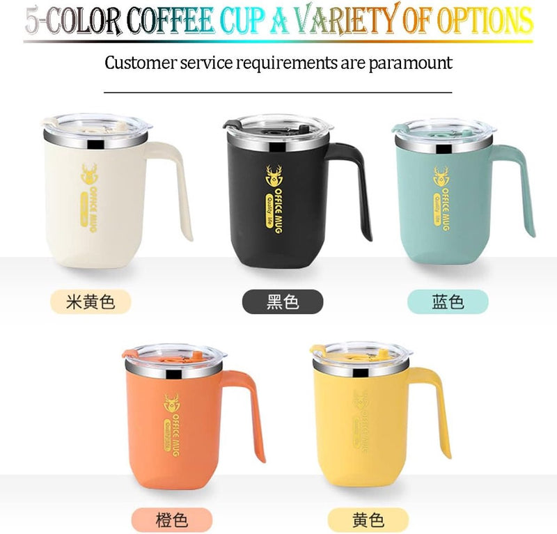 Koffiemok, tuimelaar, reisbeker, koffiemok, 304 roestvrij staal, koffiemok, mok met rietje voor vrouwen, ook voor thuis, kantoor, school of werk, geweldig voor ijs, dranken, warme drank (rijstwit)