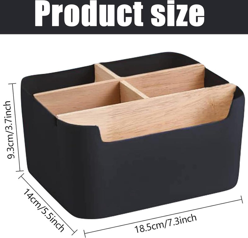 Houten desktoppen, 5 vakken, houten bureau-organizer, bureau-afstandsbedieninghouder met afneembare vakken, houten bureau-opbergdoos, multifunctionele opbergdoos voor kantoor, school en huishouden (B)