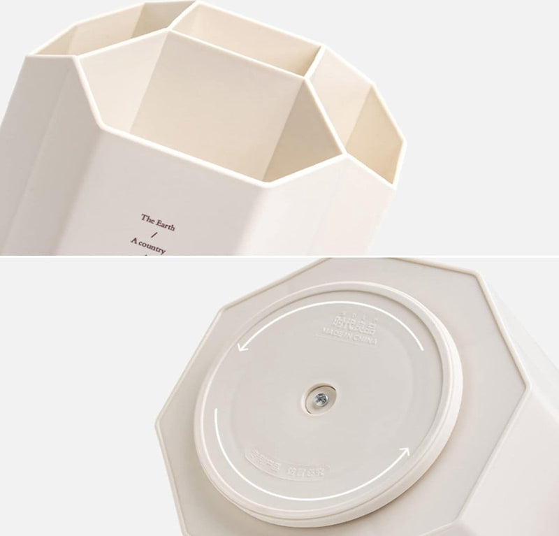 360 graden draaibare bureau-organizer, multifunctionele pennenhouder, gepersonaliseerde creatieve kantoorpennenhouder, multifunctionele opbergdoos (niet-recht wit)