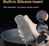 Gietijzeren reinigingsketting fijne ring 316 roestvrij staal schuursponsje - ingebouwde siliconen met gelaste ringen voor gietijzeren pot BBQ-servies