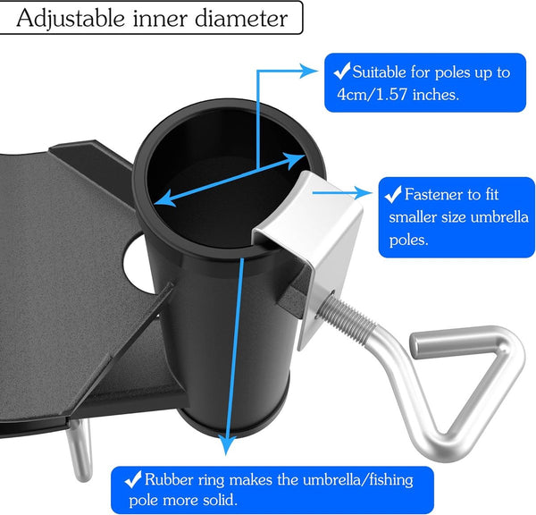 Parapluhouder balkonreling, parasolhouder balkonreling, parasolhouder balkon Kan worden gemonteerd op balkons, stoelen, stands, balustrades (zwart)