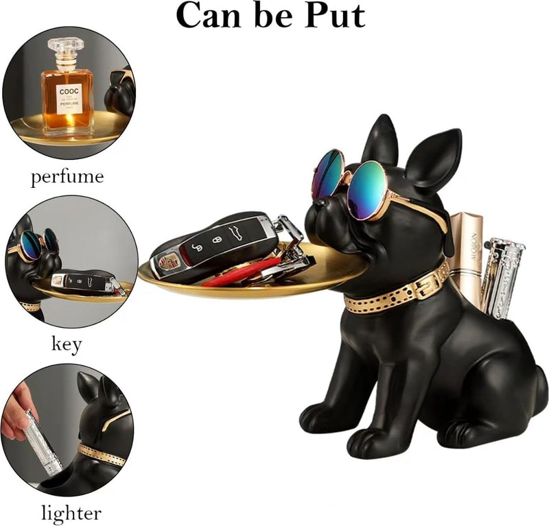 Franse bulldog-figuur, Franse bulldog dienblad, decoratie, bulldog decoratief figuur, opbergdienblad, hondendecoratie, cadeau voor woonkamer, entree, kantoor