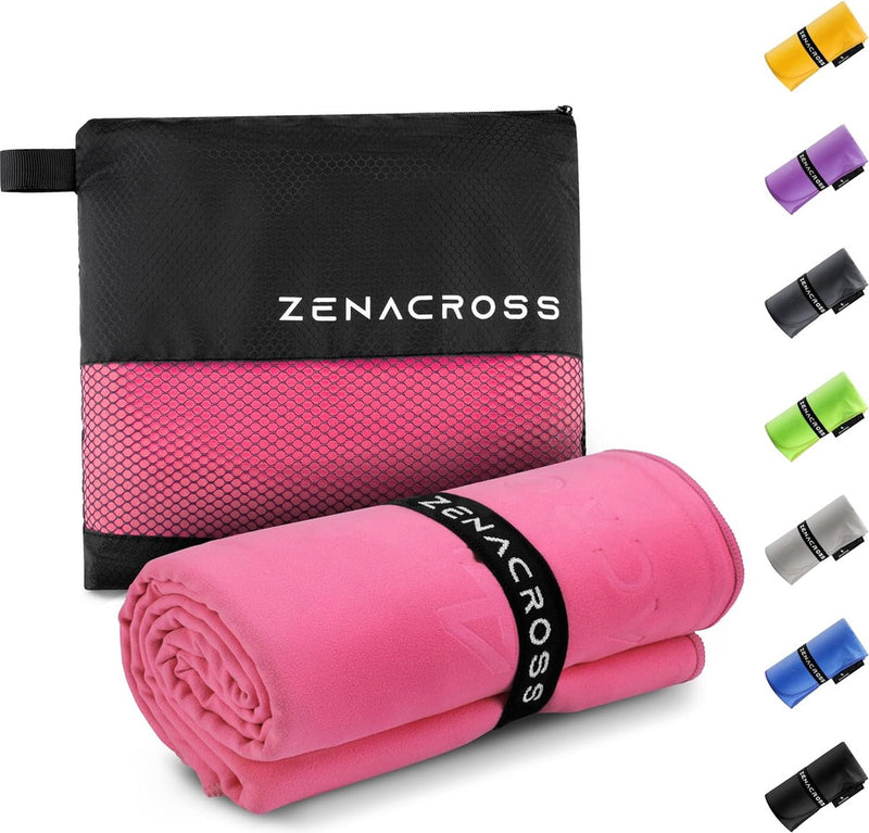 Microvezel handdoek 100x200cm met transporttas - sneldrogende en veelzijdige fitnesshanddoek - sporthanddoek maten XXL - roze