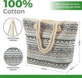 Strandtas - grote stijlvolle damesstrandtas - strandtas met ritssluiting, binnenvak en waterdicht - met schattig design