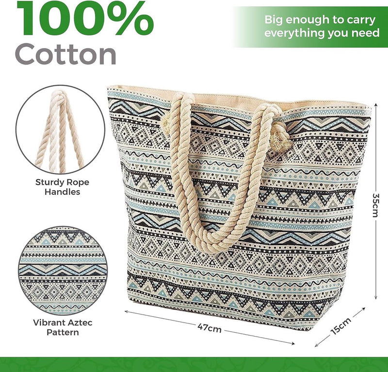 Strandtas - grote stijlvolle damesstrandtas - strandtas met ritssluiting, binnenvak en waterdicht - met schattig design