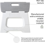 opvouwbare opstapkruk 23 cm met handgrepen, polypropyleen, grijs, 32 x 26 x 23 cm