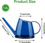 Gieter voor kamerplanten, 1,2 l, plantengieter met lange uitloop, kleine kan, transparant voor tuinbloem (blauw)