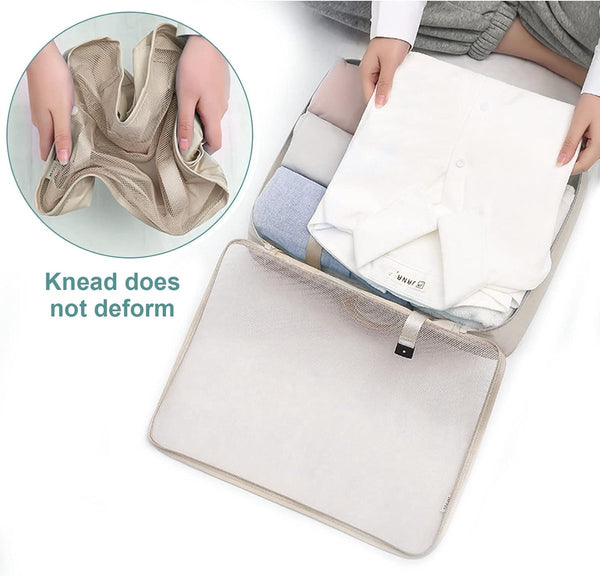 8-delige kledingtassenset, verpakkingsblokjes, compressieverpakkingszakken voor rugzak en koffer, bagage-organizer, kofferorganisator, reiskledingzakken voor kleding, schoenen, ondergoed, cosmetica, kaki