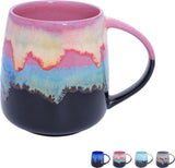 Grote keramische koffiemokken, 600 ml grote theekopjes met handvat, uniek textuurglazuur voor kantoor en thuis, magnetron-, koelkast- en vaatwasmachinebestendig, gemengde kleuren B