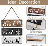 Houten keukenbord, rustiek keukenmuurkunstbord, eet liefdedrankbord met haken, primitieve keukenmuurdecoratie voor keuken, eetkamer, bar, café