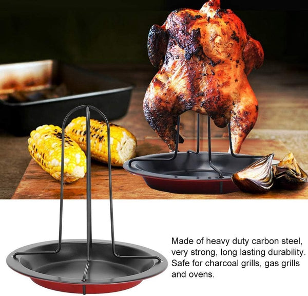 Kippenbraad, kippengrill van koolstofstaal, demonteerbare kippenbrader met afdruipbak, voor oven of grill, accessoires, kippenbrader, thuis BBQ