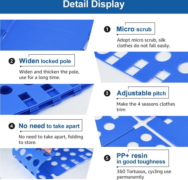 Vouwbord voor kleding T-shirt vouwplank kinderen en volwassenen vouwplank wasvouwplank wasvouwplank kleding blauw