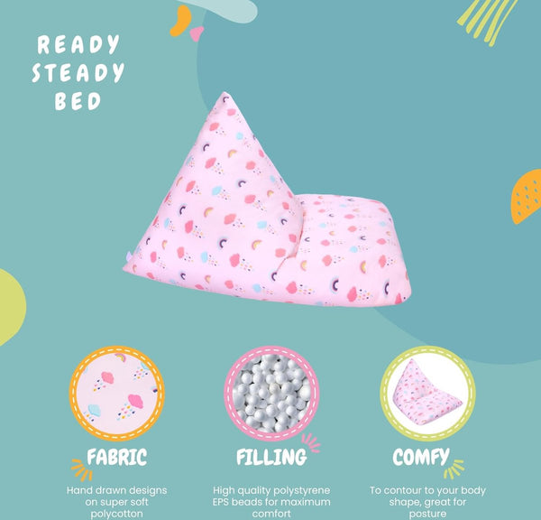 Bed Kinderen Piramidevorm Comfortabel Peuter Zacht Kindveilig Speelkamer Zitzak (Regenboog)