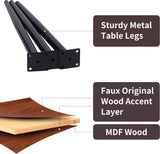 Bijzettafel met 2 planken, ronde salontafel met opbergruimte, 2-laags walnootkleurige MDF-banktafel met ronde planken, nachtkastje, houten tafel met stalen frame, 40 x 48cm (walnoot)