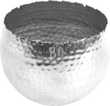 Metalen bloempot, groot, bladmotief, zilver, 22 cm x 17 cm