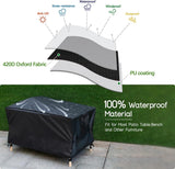 Hoes voor tuinmeubelset, 200x160x70 cm/UV-bescherming, 420 D bestendige tuintafelhoes in winddicht Oxford polyester, hoezen voor meubelsets, outdoor rotan bankhoes, rechthoekig