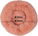Donutbed voor honden en katten, wollig hondenbed rond voor kleine en grote huisdieren, Ø 50 cm, zacht kattenbed van knuffelig pluche, hondenkussen met extra dikke vulling, roze
