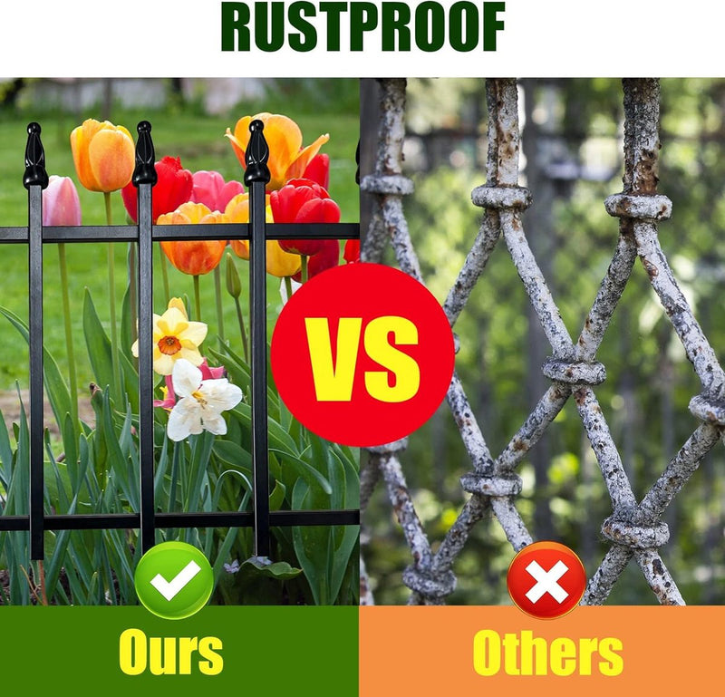 Metalen decoratieve tuinhek 57,5 cm breed x 45,5 cm hoog (4 panelen) Hekpaneelrand Opvouwbaar hek Landschapshek voor bloembed, tuin, dierenbarrière