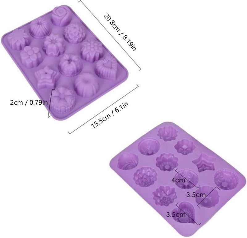 Siliconen muffinvorm taart dessert siliconen vorm handgemaakte zeepvormen DIY zeepvorm siliconen zeep vorm bakvorm bakvorm voor zeep, brood, chocolade, gelei, snoep 2-pakket willekeurige kleur