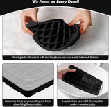 Siliconen ijsblokjeshouder van levensmiddelenkwaliteit, ijsblokjeshouder met deksel en container, BPA-vrij, 36 compartimenten, ijsblokjeshouder voor gekoelde dranken en whisky, met zwarte lepel