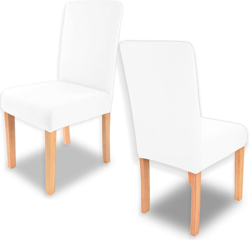 Charles Stretch-stoelhoes, in verschillende kleuren voor ronde en hoekige stoelleuningen, bi-elastische pasvorm, getest conform Oeko-Tex Standaard 100 'vertrouwen in textiel' , wit, 4 stuks
