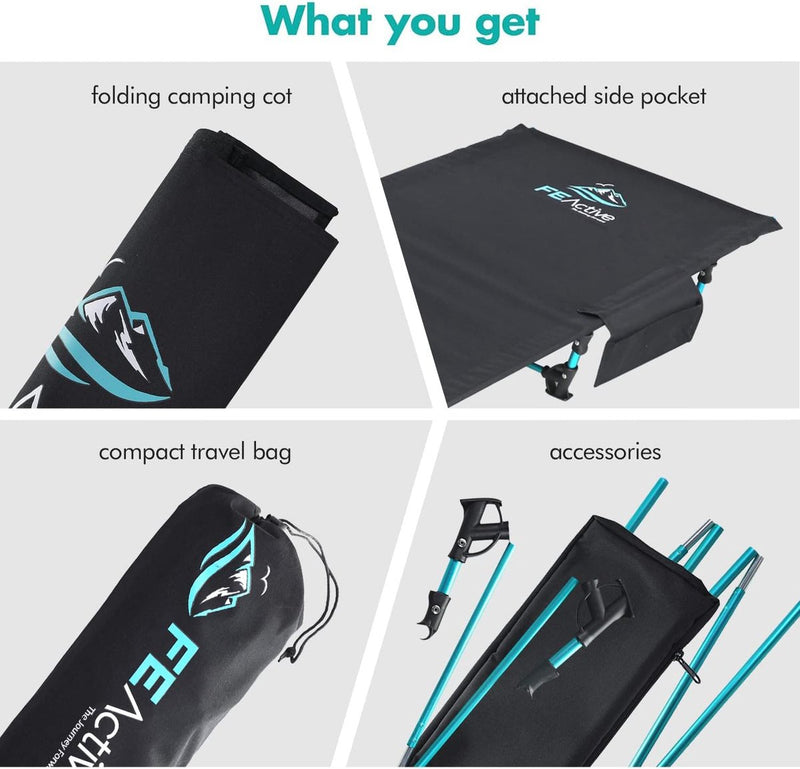 Compact opklapbed van volledig aluminium, ultralicht, comfortabel om te slapen, draagbaar campingbed voor kamperen, wandelen, trekking, backpacken,