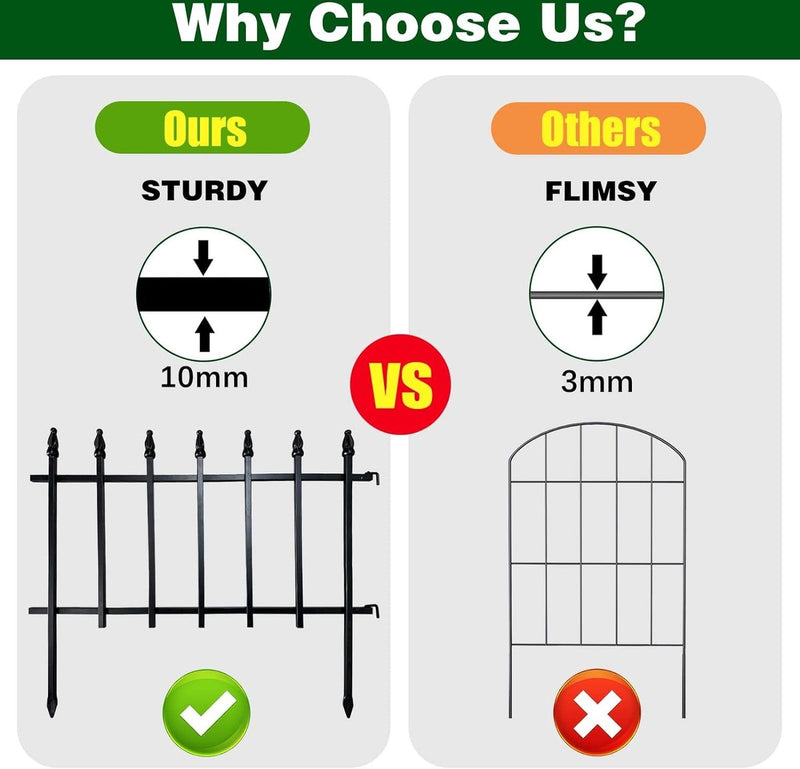 Metalen decoratieve tuinhek 57,5 cm breed x 45,5 cm hoog (4 panelen) Hekpaneelrand Opvouwbaar hek Landschapshek voor bloembed, tuin, dierenbarrière