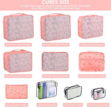 Kofferorganizer, 10 stuks, kofferorganizerset, waterdichte bagage-organizer, pakkubussen voor toiletartikelen, kleding, schoenen, cosmetica, lichtgewicht, bagage-organizer, roze kers