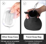 Set van 2 zeep-reiskoffers, draagbare zeepzak, reiszeep, oplossingen voor reizen, badkamer, douche, gym, met bar zeep (grijs)