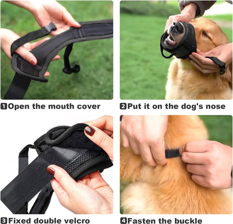 Muilkorf voor honden, verstelbare hondenmuilkorf van ademend mesh-nylon, anti-bijten, anti-blaffen, anti-uitlopend voor kleine, middelgrote en grote honden (S, zwart)