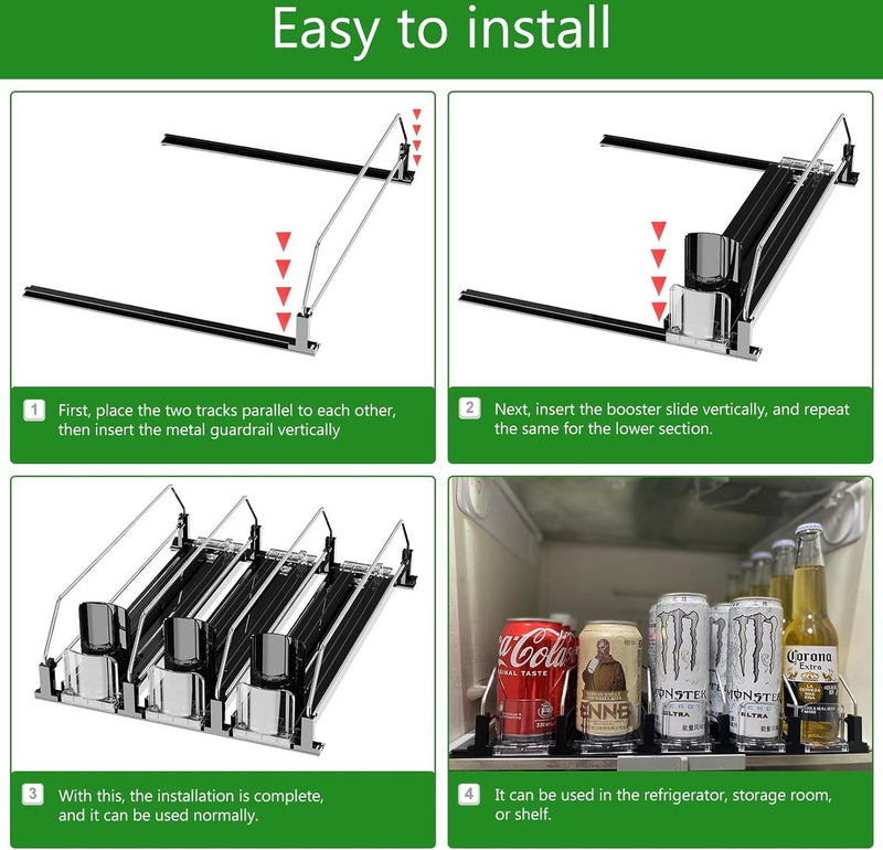 Koelkastorganizer drankjes - drankblikjesorganizer 25 x 31 cm, ideaal voor het organiseren van de koelkast en opslagruimte.