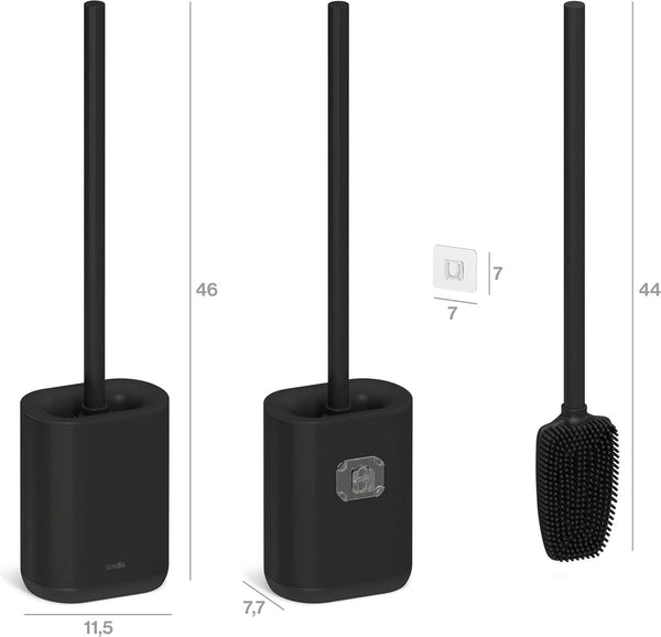 Pure WC-borstel, toiletborstel, mat, siliconen, toiletborstel, compact, antibacterieel, borstelset, wit