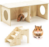 Hamsterhuis, houten verstopplaats met ladder, doe-het-zelf speelgoed, kooi, decoratie, accessoires voor zeevarken, dwerghamsters, goudhamsters en gerbils