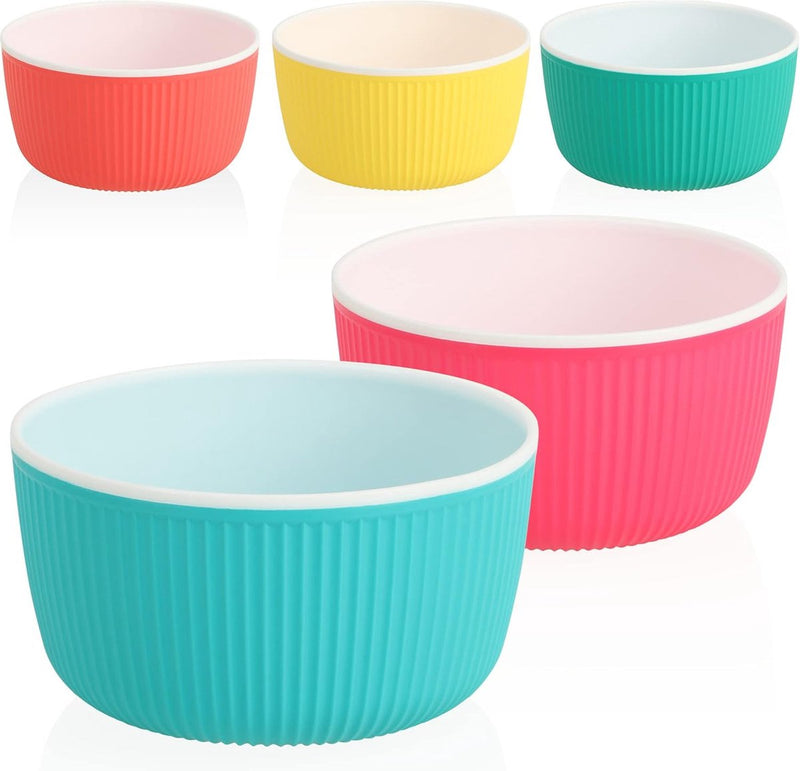 5 x ontbijtgranenschalen - kunststof snackkom - herbruikbare container vaatwasmachinebestendig - slakommen voor de tuin - onbreekbare kommen [selectie varieert] (5 stuks - ontbijtgranenkom - kleurrijk)