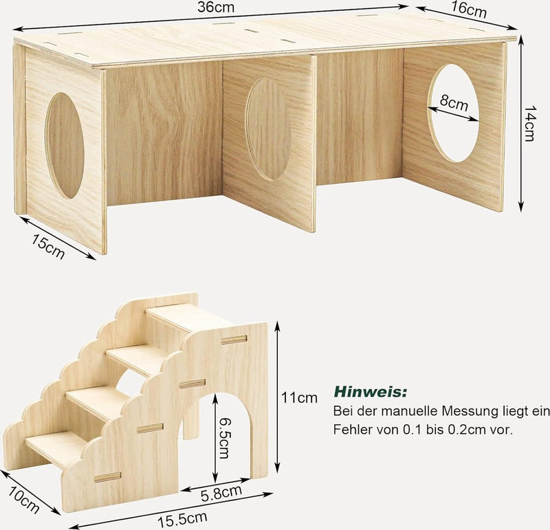Hamsterhuis, houten verstopplaats met ladder, doe-het-zelf speelgoed, kooi, decoratie, accessoires voor zeevarken, dwerghamsters, goudhamsters en gerbils