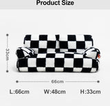 Kattenbed, wollig en zacht, kattenbankbed voor middelgrote en kleine honden/katten, schattig kattenbed met antislip onderkant, schaakbord