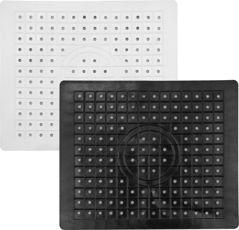 Set van 2 siliconen schoteldroogmat gootsteen, zwart witte gootsteenmat, vierkante gootsteenmat voor gootstenen met afvoergat aanrechtinzet keuken